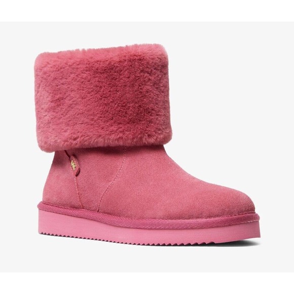 Michael Kors JULIA Faux Suede/Shearling Ankle Boot Bootie Rosewood/Pink 5/7/8 - Picture 1 of 8